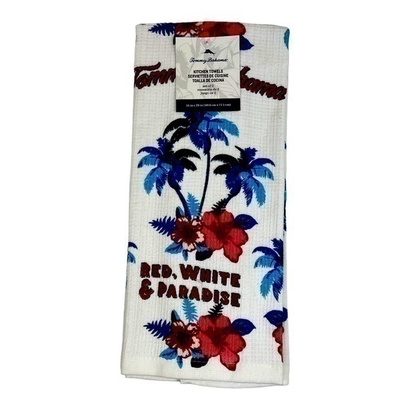 Tommy Bahama NWT Kitchen Towel White Blue size 16inch x28inch - Picture 1 of 4